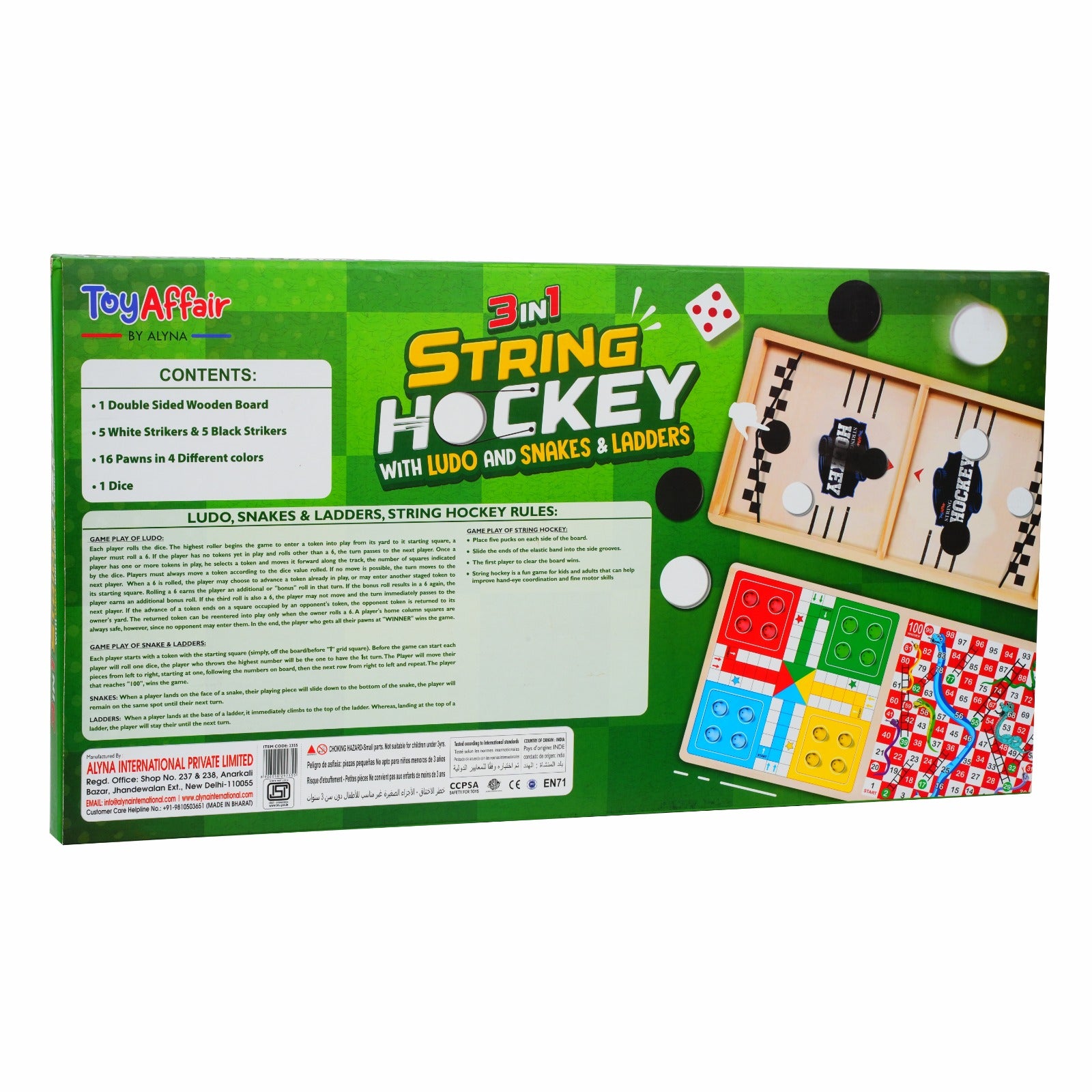 3 IN 1 STRING HOCKEY WITH LUDO AND SNAKES & LADDERS
