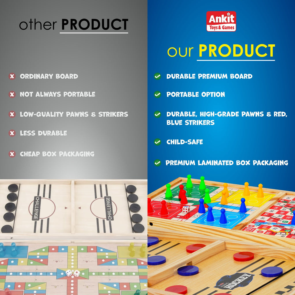 3 IN 1 STRING HOCKEY WITH LUDO AND SNAKES & LADDERS