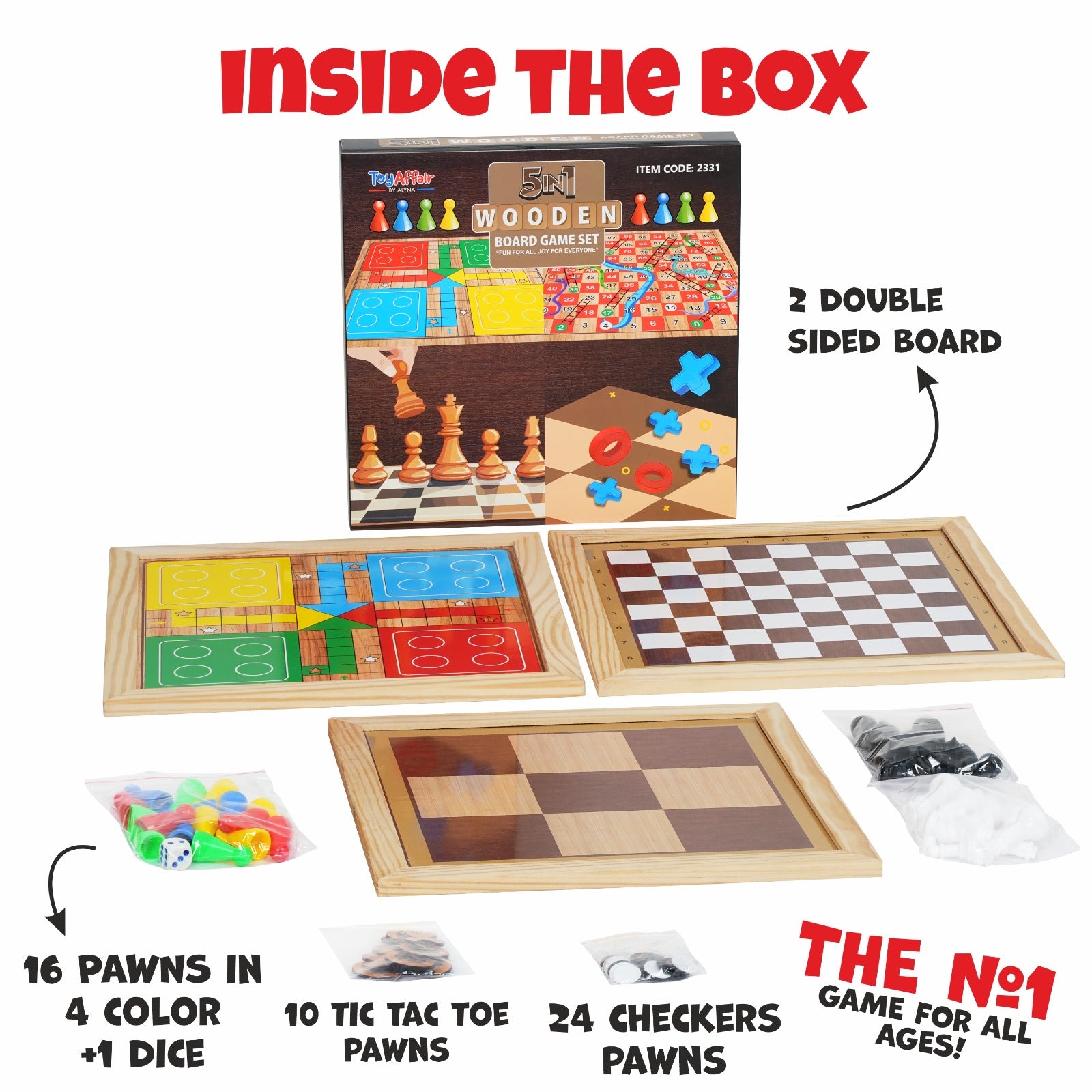 5 IN 1 WOODEN BOARD GAME SET